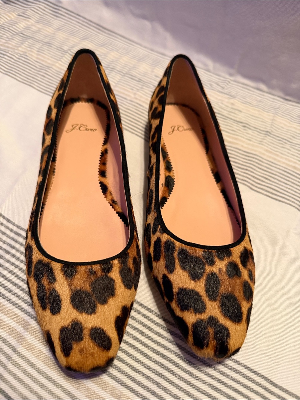 J.Crew Leopard Calf Hair Flat (very small heel) Shoes, Women’s 8.5